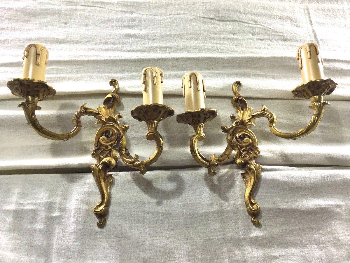 Pair Of Wall Lamp 2 Lights Bronze St Louis XV-photo-3