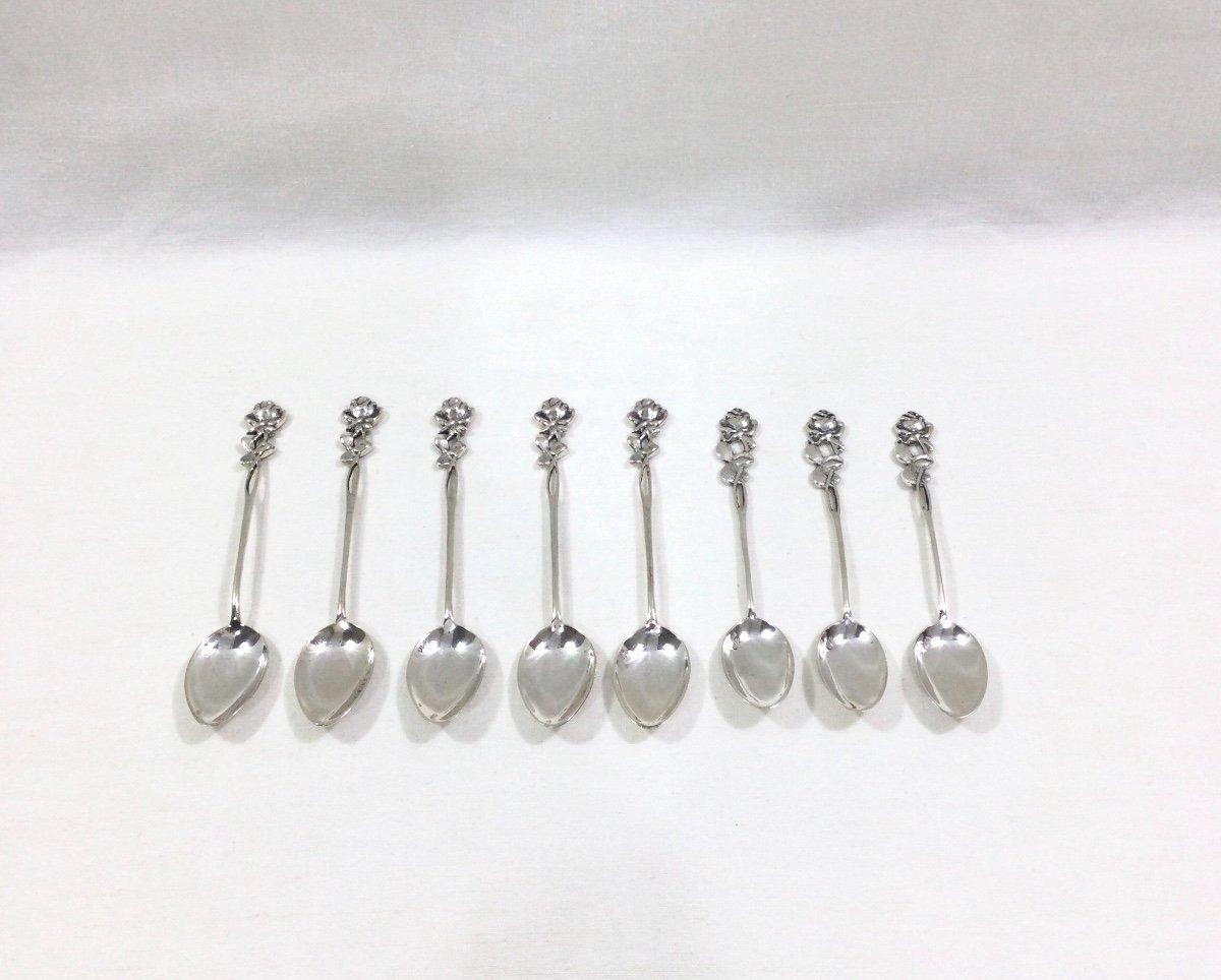 Set Of 8 Art Nouveau Silver Spoons-photo-2