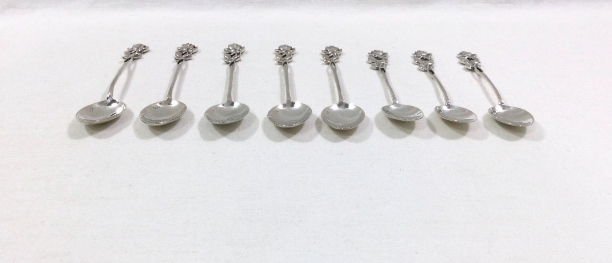 Set Of 8 Art Nouveau Silver Spoons-photo-4