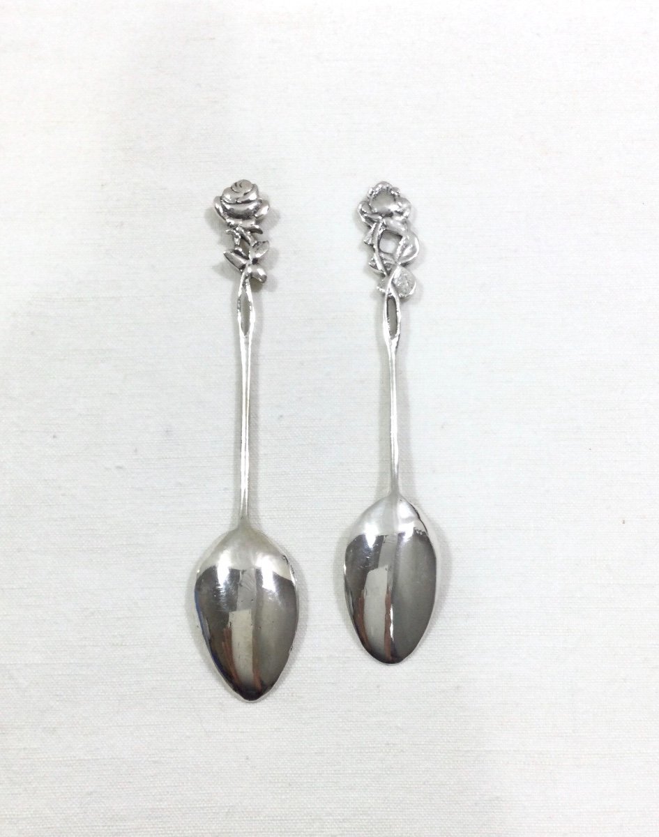 Set Of 8 Art Nouveau Silver Spoons-photo-3