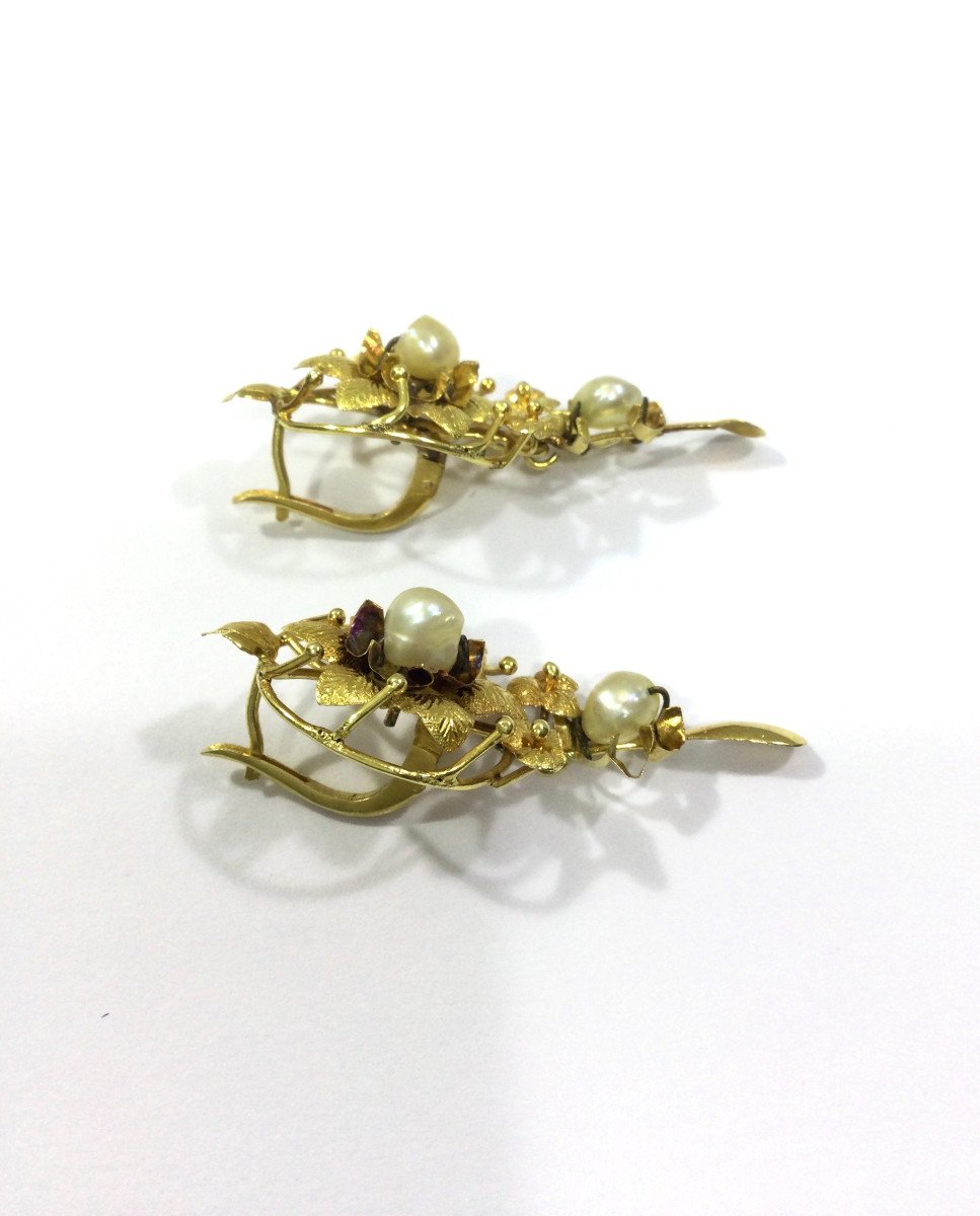 Pair Of Gold And Pearl Earring-photo-4