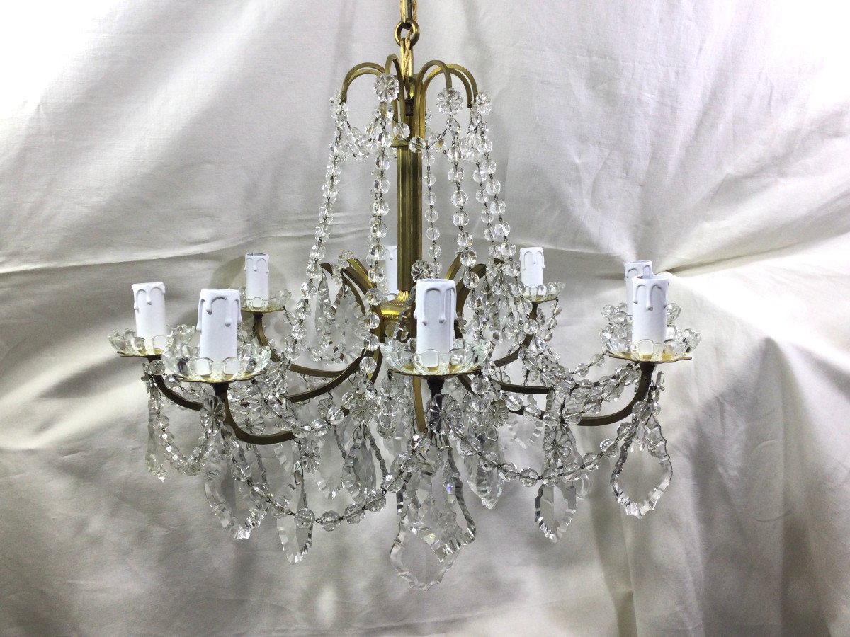 Chandelier With 8 Lights In Bronze And Crystal-photo-2