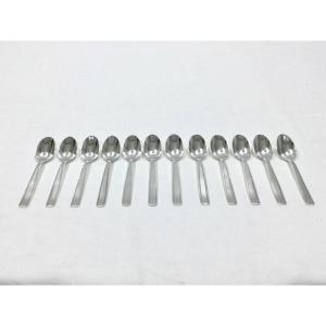 12 Mocha Spoons In Silver Metal