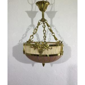 Bronze And Glass Paste Pendant Lamp