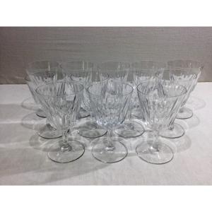 Baccarat – 12 White Wine Glasses In Baccarat Crystal Casino Model