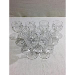 Baccarat – 9 Verres à Vin Blanc En Cristal De Baccarat 