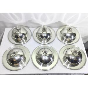 Serving Dishes And Bells In Silver Metal