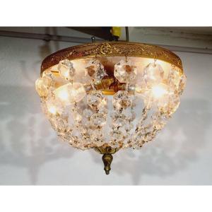 Bronze And Crystal Ceiling Light
