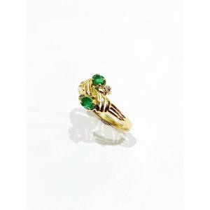 Toi Et Moi Gold Ring In Diamonds And Emeralds