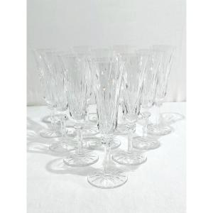 Saint Louis – 10 Crystal Champagne Flutes Provence Model