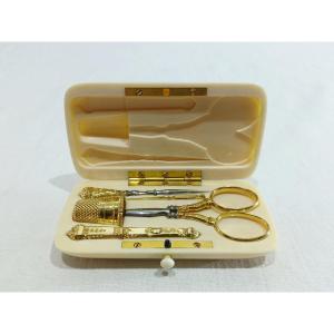 Gold Sewing Kit And Ivory Box