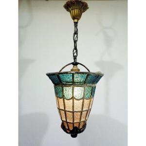 1 Light Blue Glass Pendant Light