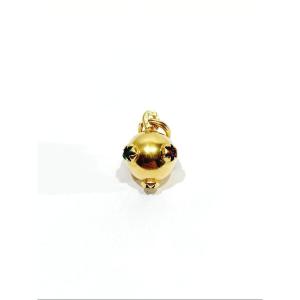 Gold Ball Shape Pendant With Stones 