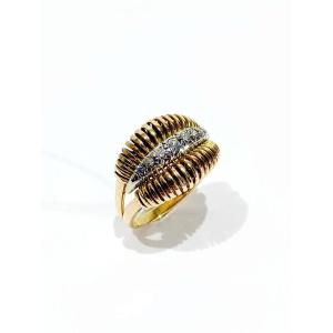 Gold And Diamond Spiral Ring 