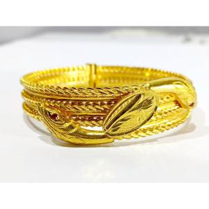 Snake Bracelet In Gold And Ruby