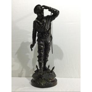 Charles Anfrie - Sculpture En Bronze Fusilier Marin « En éclaireur »