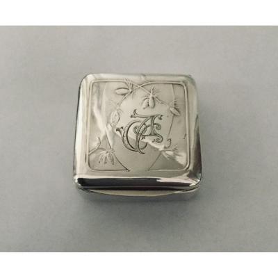 Art Nouveau Pill Box In Silver And Vermeil