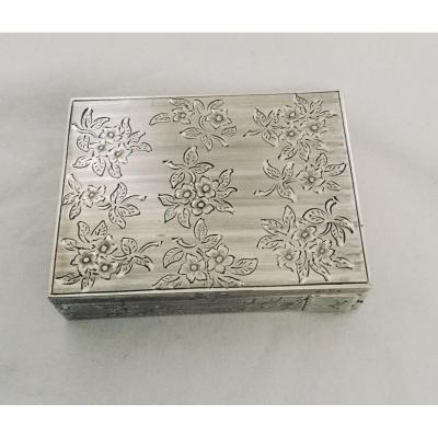 Silver Powder Box With Lipstick Case