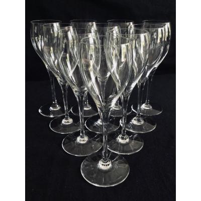 10 Verres à Vin Blanc En Cristal De Baccarat Modèle Saint Rémy 