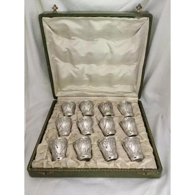 Henri Soufflot - 12 Liquor Cups In Silver And Vermeil