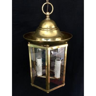 2-light Bronze And Brass Lantern