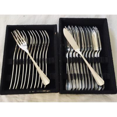 12 Christofle Boréal Fish Cutlery