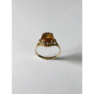 Bague En Or Jaune Et Citrine 