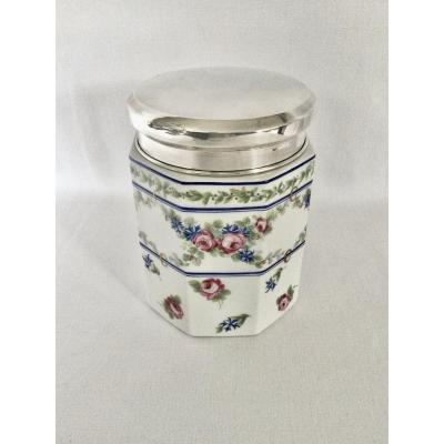 Tetard Frères - Tobacco Pot In Silver And Porcelain