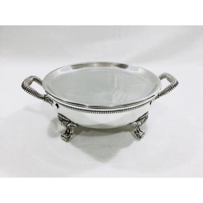 Odiot - Round Dish Warmer In Lined Metal 19th