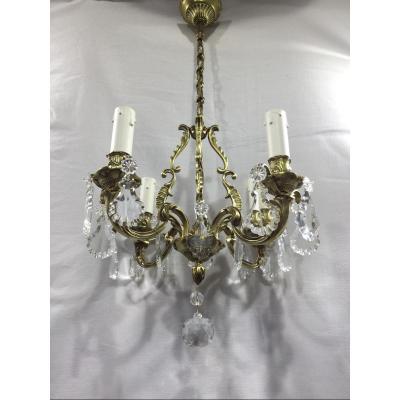 Cage Chandelier 4 Lights Bronze And Crystal