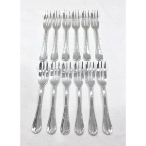 Christofle - 12 Crossed Ribbon Cake Forks