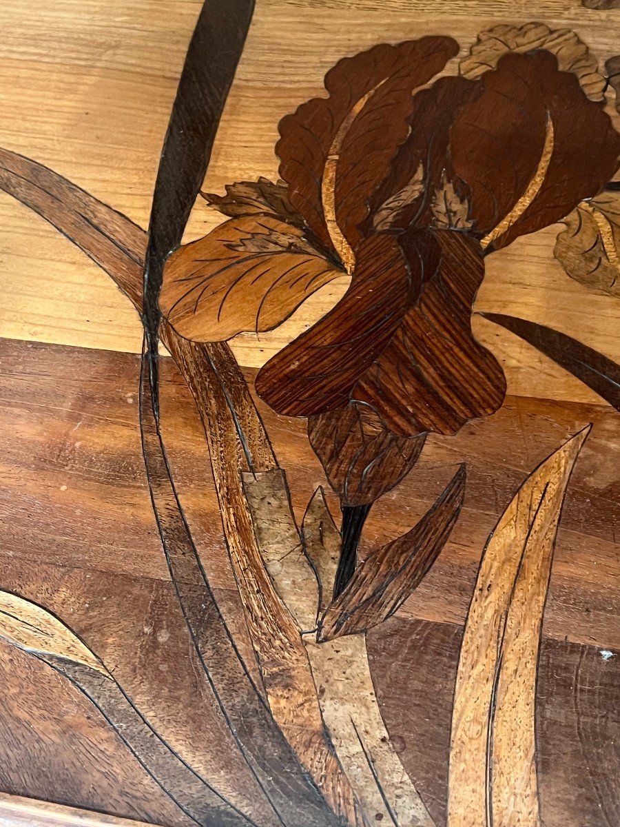 Beautiful Tea Table, Emile Gallé, On Two Trays, Marquetry, First Period-photo-7