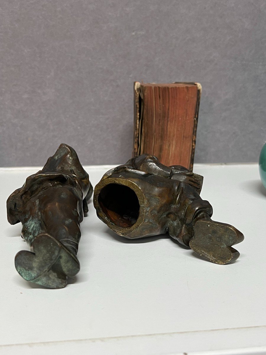 Rare Pair Of Bronze Bookends With Chinese Decor, Around The Beginning Of The 20th Century-photo-8