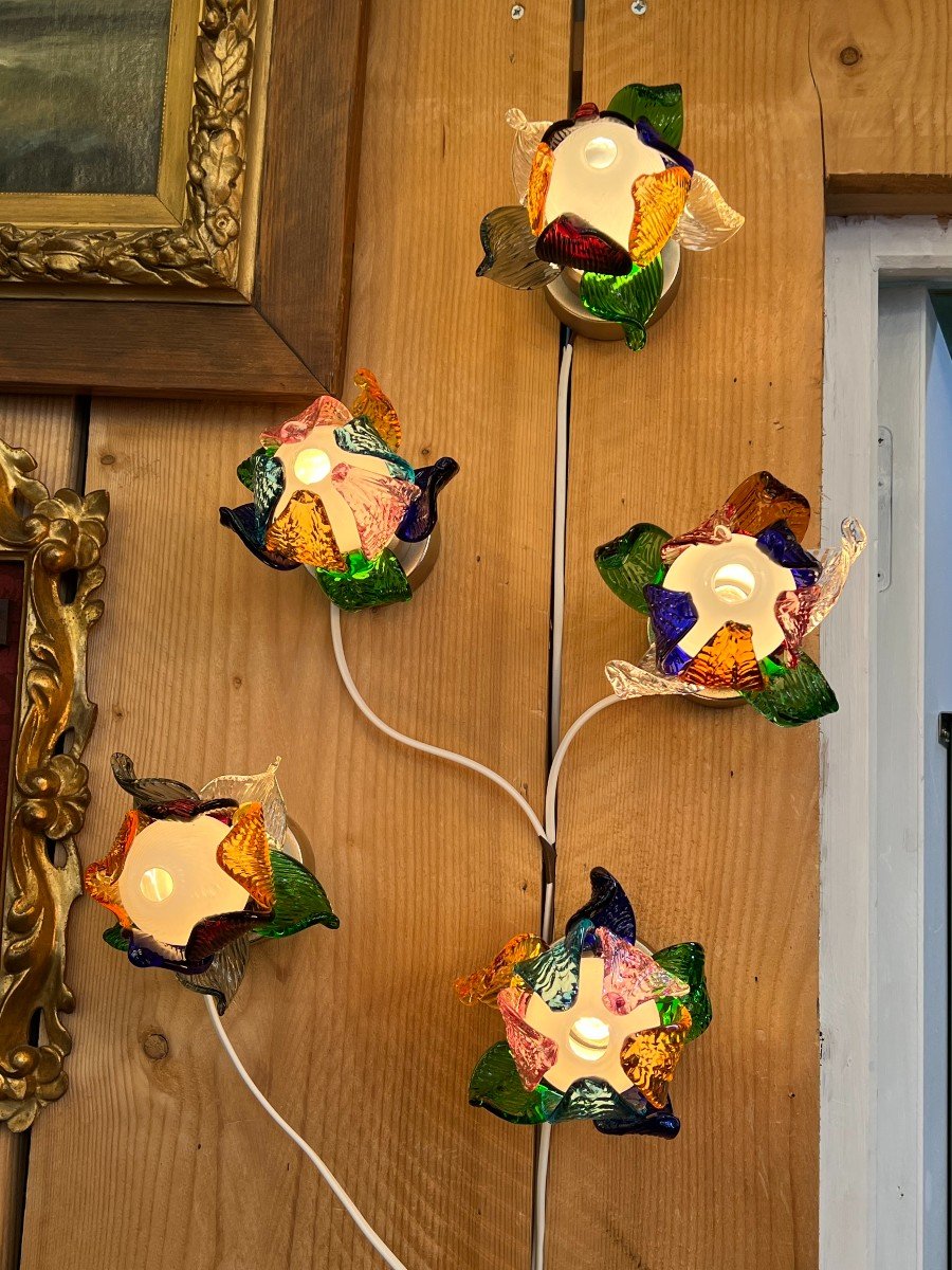 Rare Series Of 5 Murano Borek Sipek Sconces (1949-2016) Flower Shape-photo-2