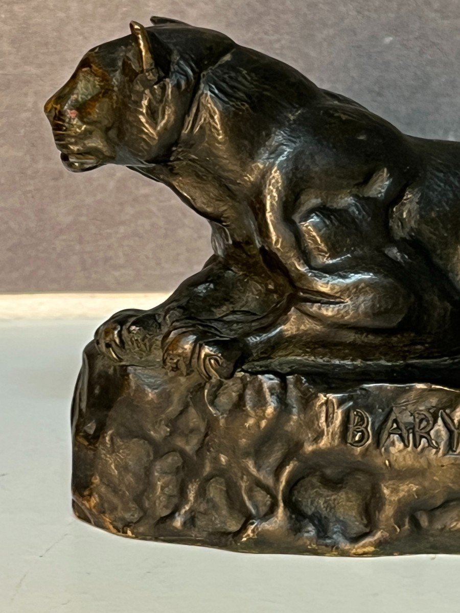 Animal Bronze Sculpture, Tunis Panther No 2, By Antoine Louis Barye 19th Century-photo-3