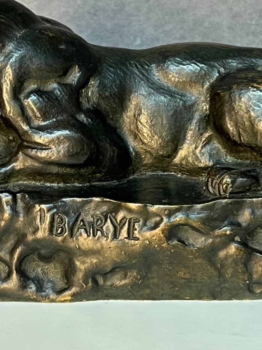 Animal Bronze Sculpture, Tunis Panther No 2, By Antoine Louis Barye 19th Century-photo-1