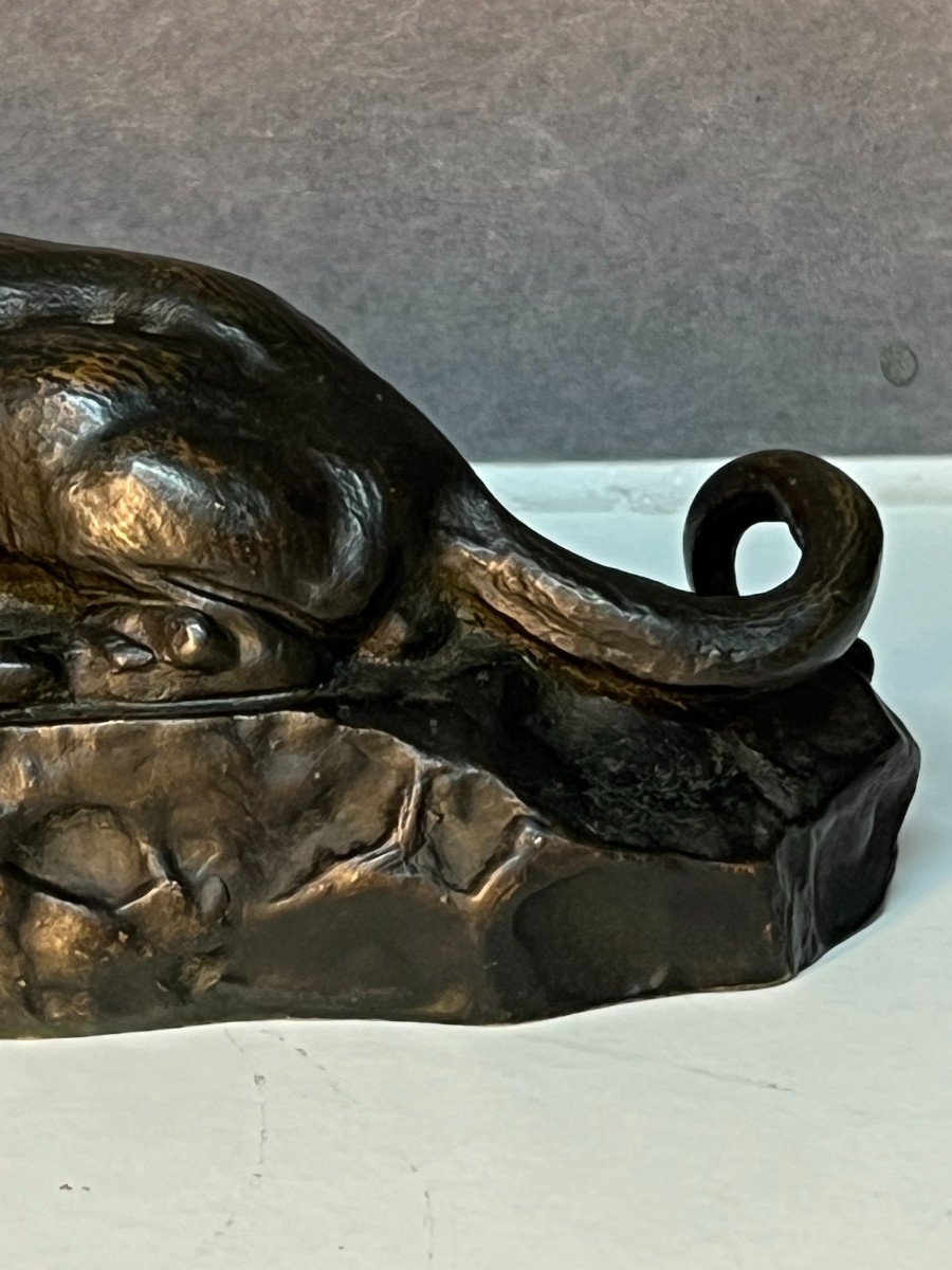 Animal Bronze Sculpture, Tunis Panther No 2, By Antoine Louis Barye 19th Century-photo-2