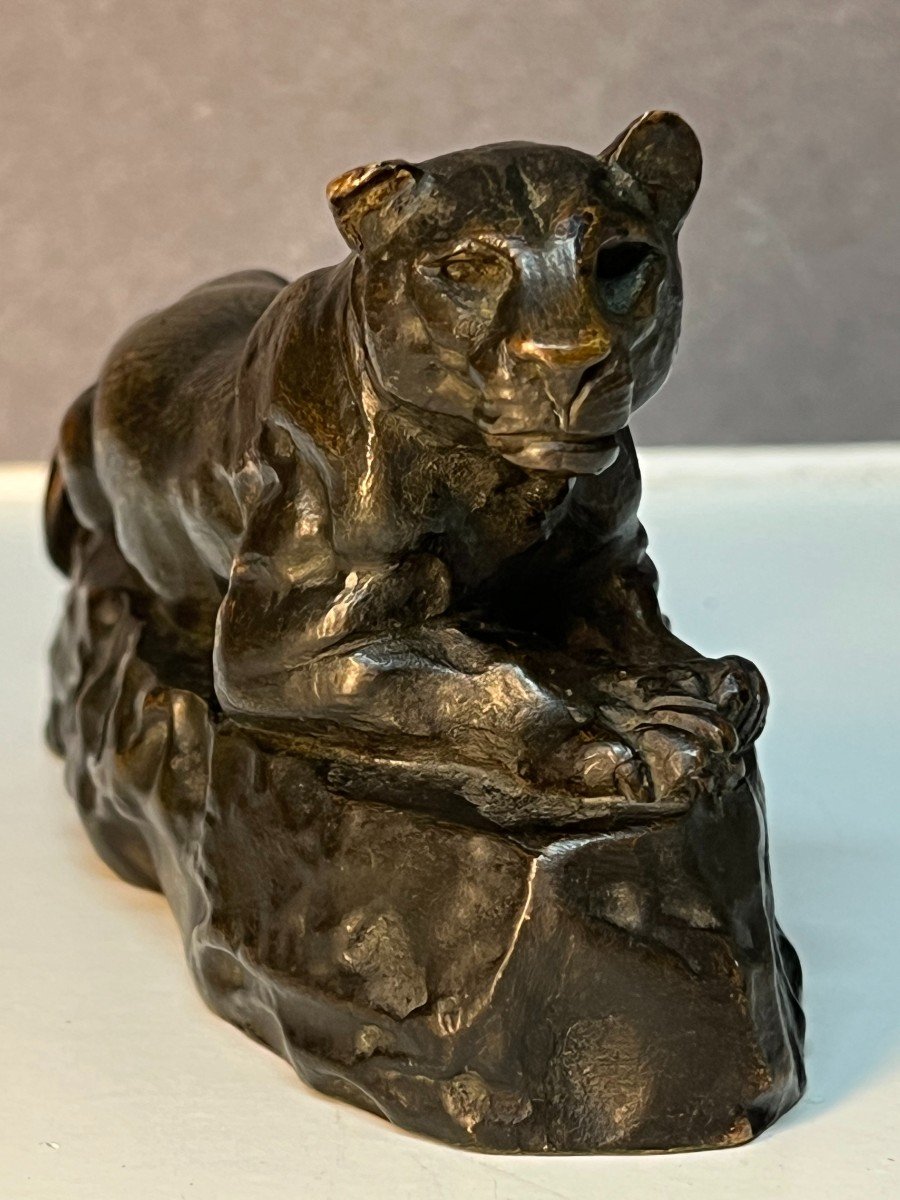 Animal Bronze Sculpture, Tunis Panther No 2, By Antoine Louis Barye 19th Century-photo-3