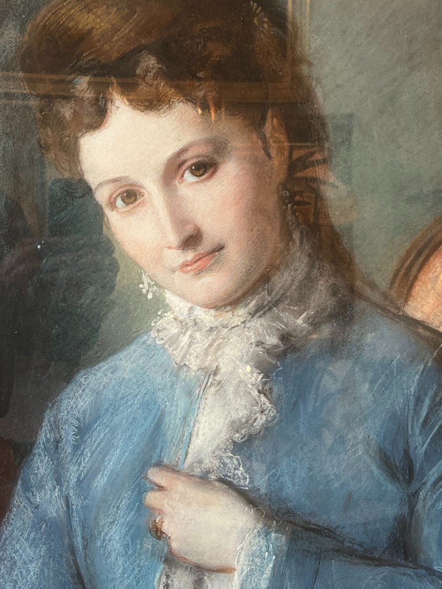 Portrait d'une femme élégante en Pastel, Cercle de William Hogarth-photo-4