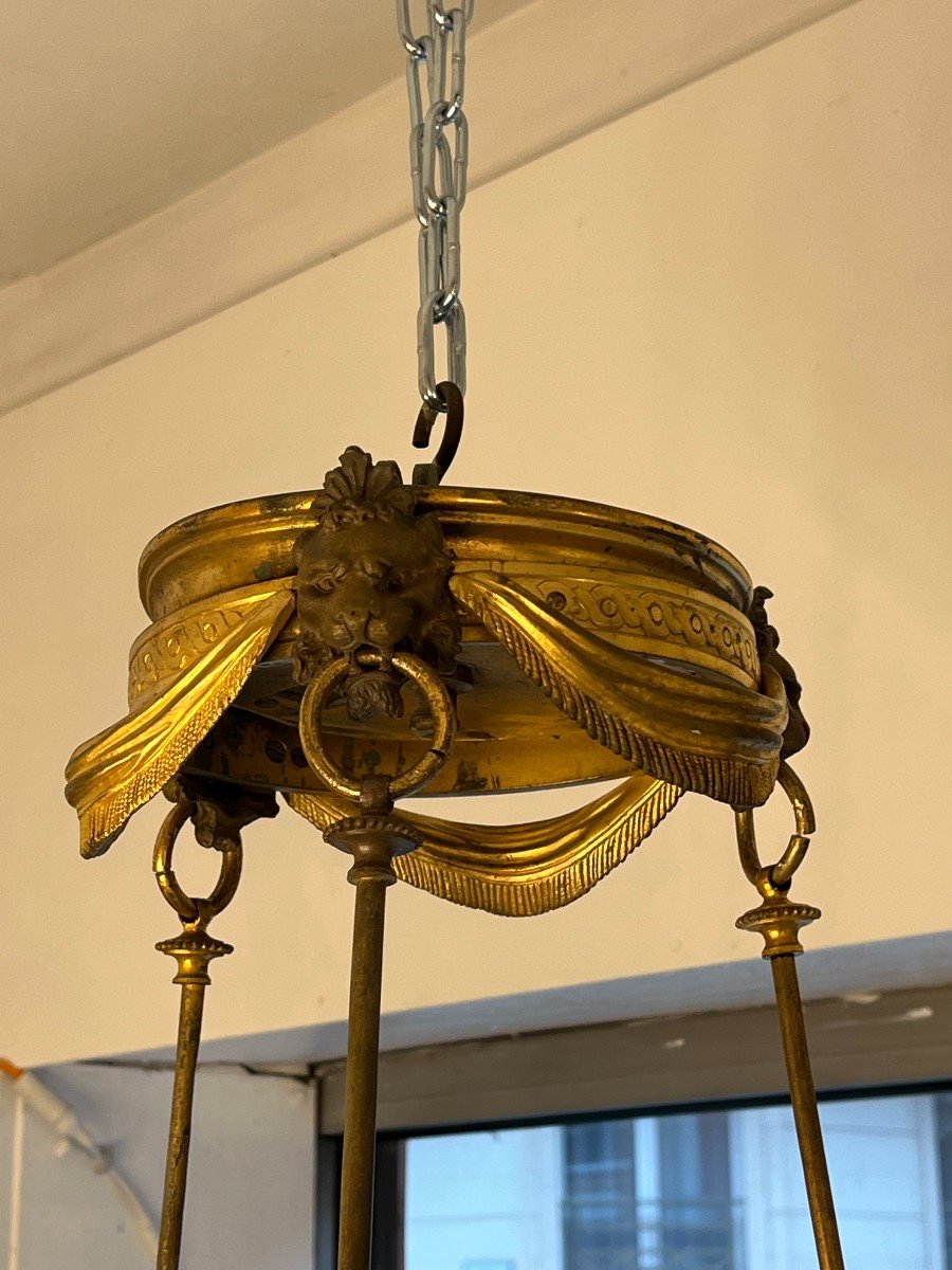 Pretty Antique Candle Chandelier, 19th Century, In Bronze And Earthenware, Napoleon III Period-photo-1
