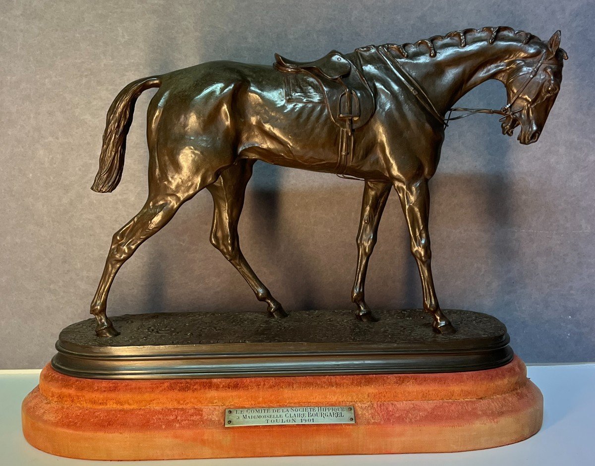 Pierre-jules Mène (1810-1879) - Cheval De Course En Bronze