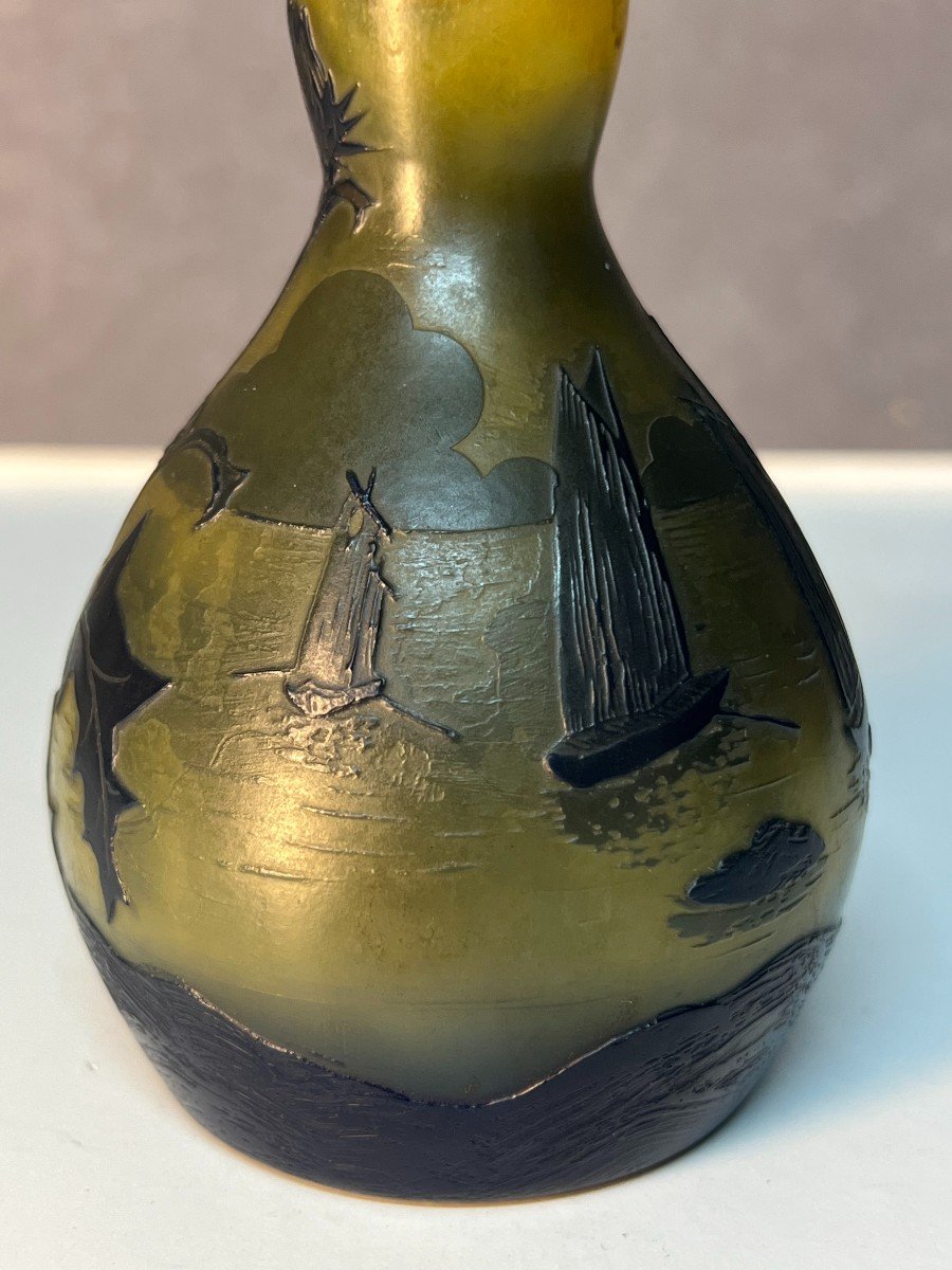 Devez (camille Trutié De Varreux (1872-1942), Vase En Verre à Décor Dégagé à L’acide De Chardon-photo-3