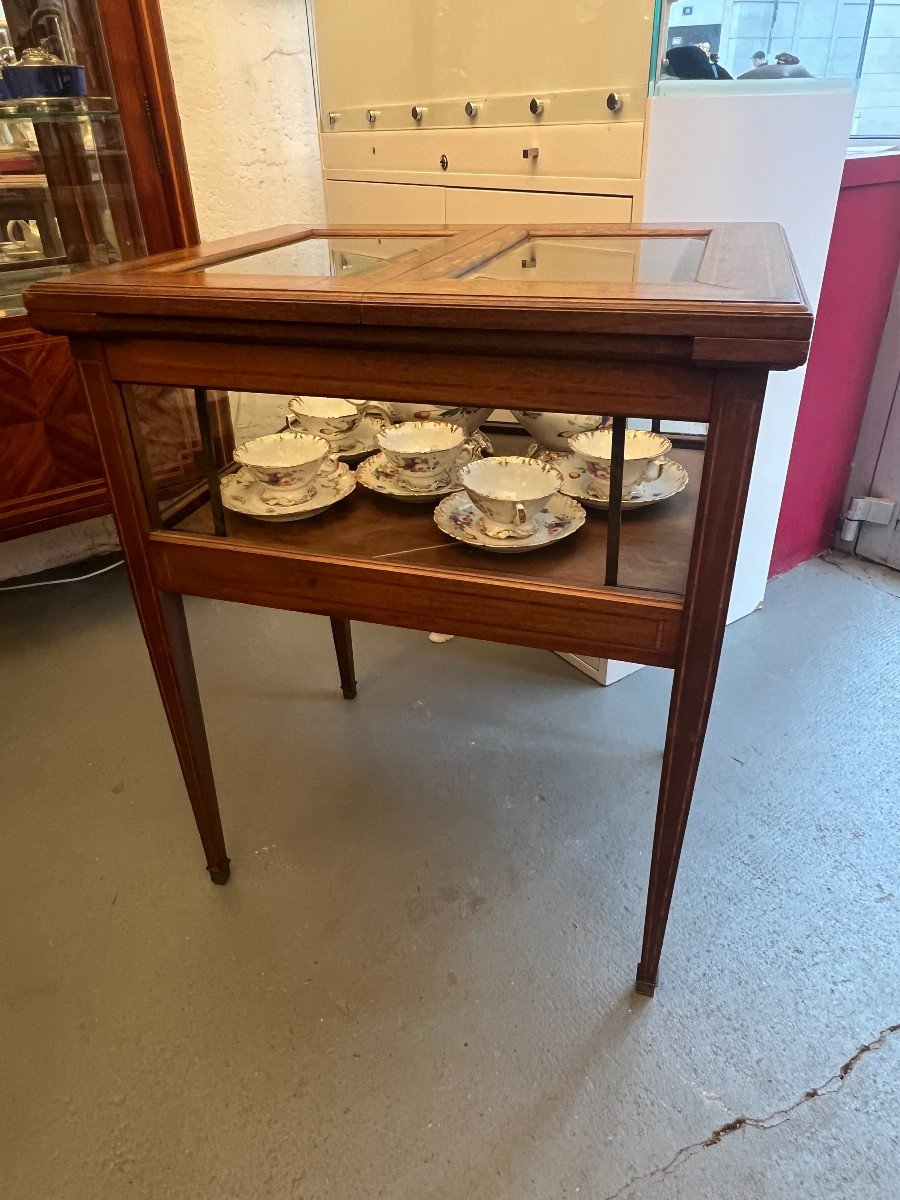 Très Belle Desserte Ou Table à Thé , Style Directoire De La Fin Du XIXe Siècle En Marqueterie-photo-7