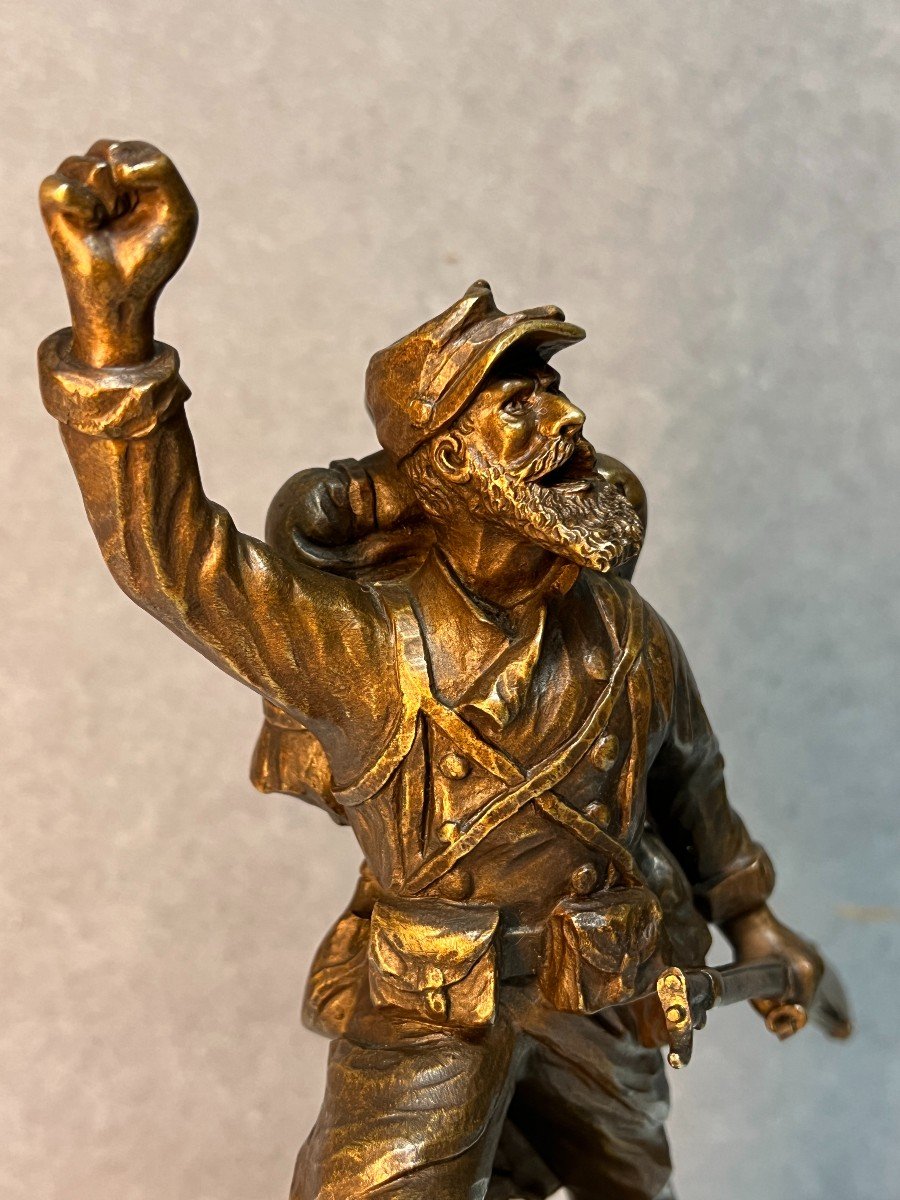 Sculpture De Bronze D’un Poilu De La Guerre 1914, Signé A. Falcinelli-photo-6