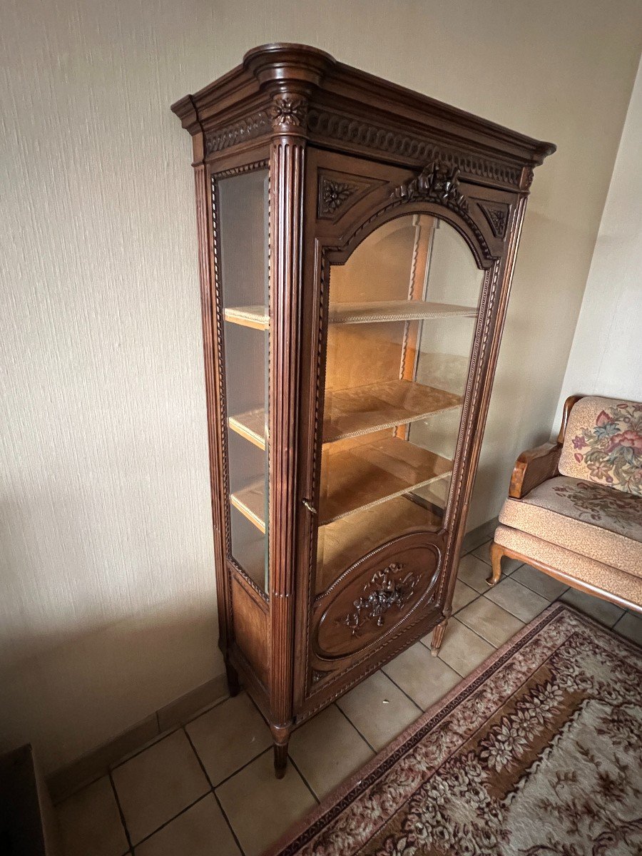 Louis XVI Style Showcase In Solid Walnut, Dating From The Period Around 1900-photo-2