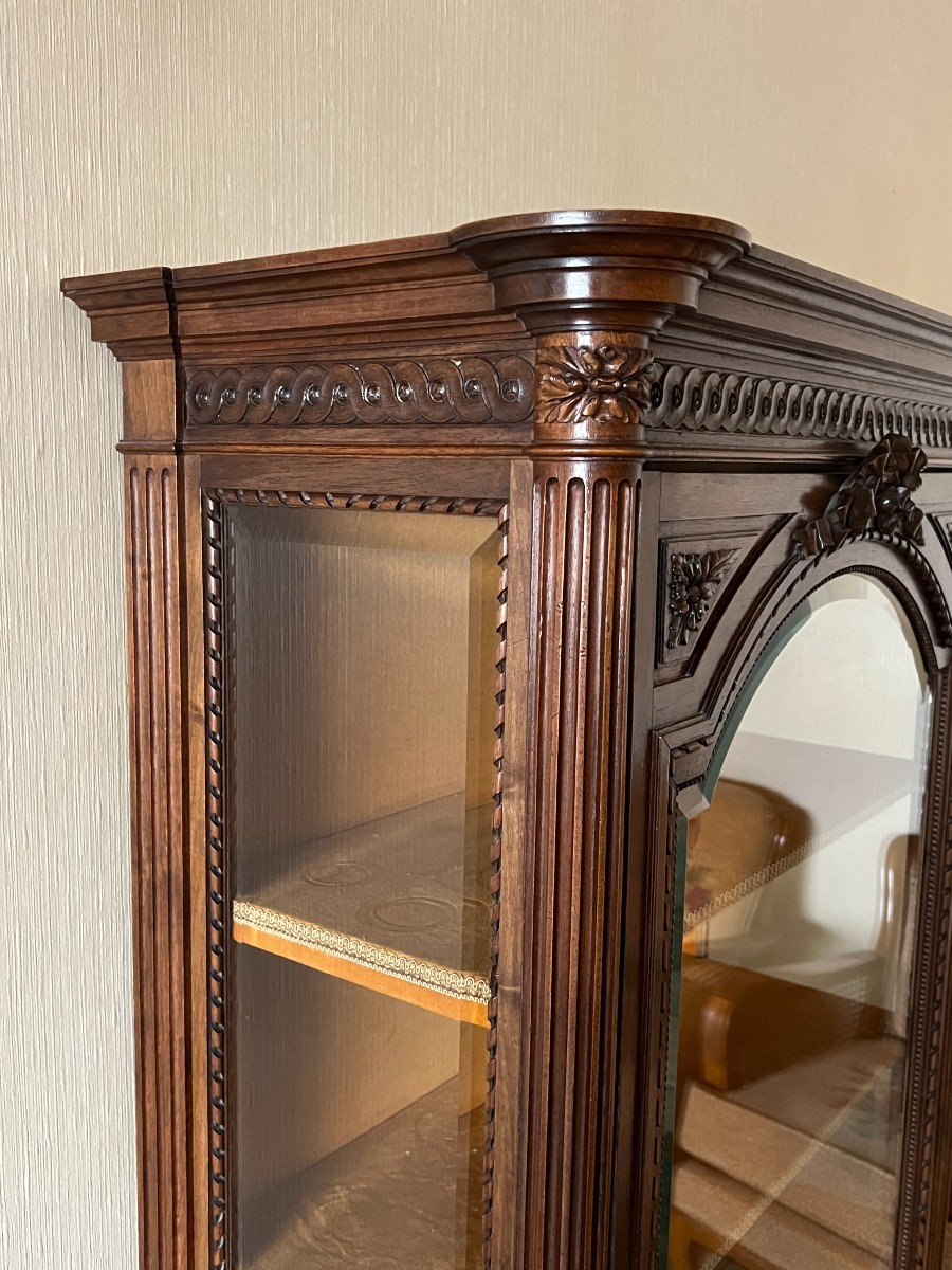 Louis XVI Style Showcase In Solid Walnut, Dating From The Period Around 1900-photo-3