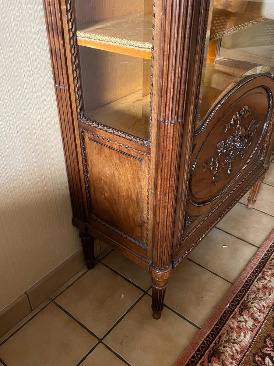 Louis XVI Style Showcase In Solid Walnut, Dating From The Period Around 1900-photo-4