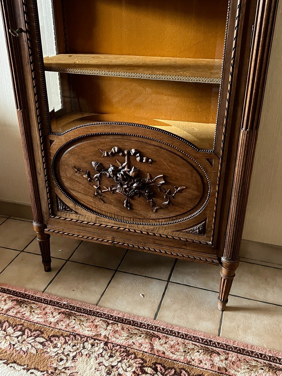 Louis XVI Style Showcase In Solid Walnut, Dating From The Period Around 1900-photo-3