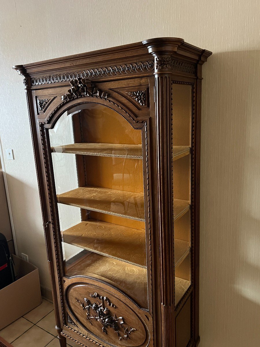 Louis XVI Style Showcase In Solid Walnut, Dating From The Period Around 1900-photo-5