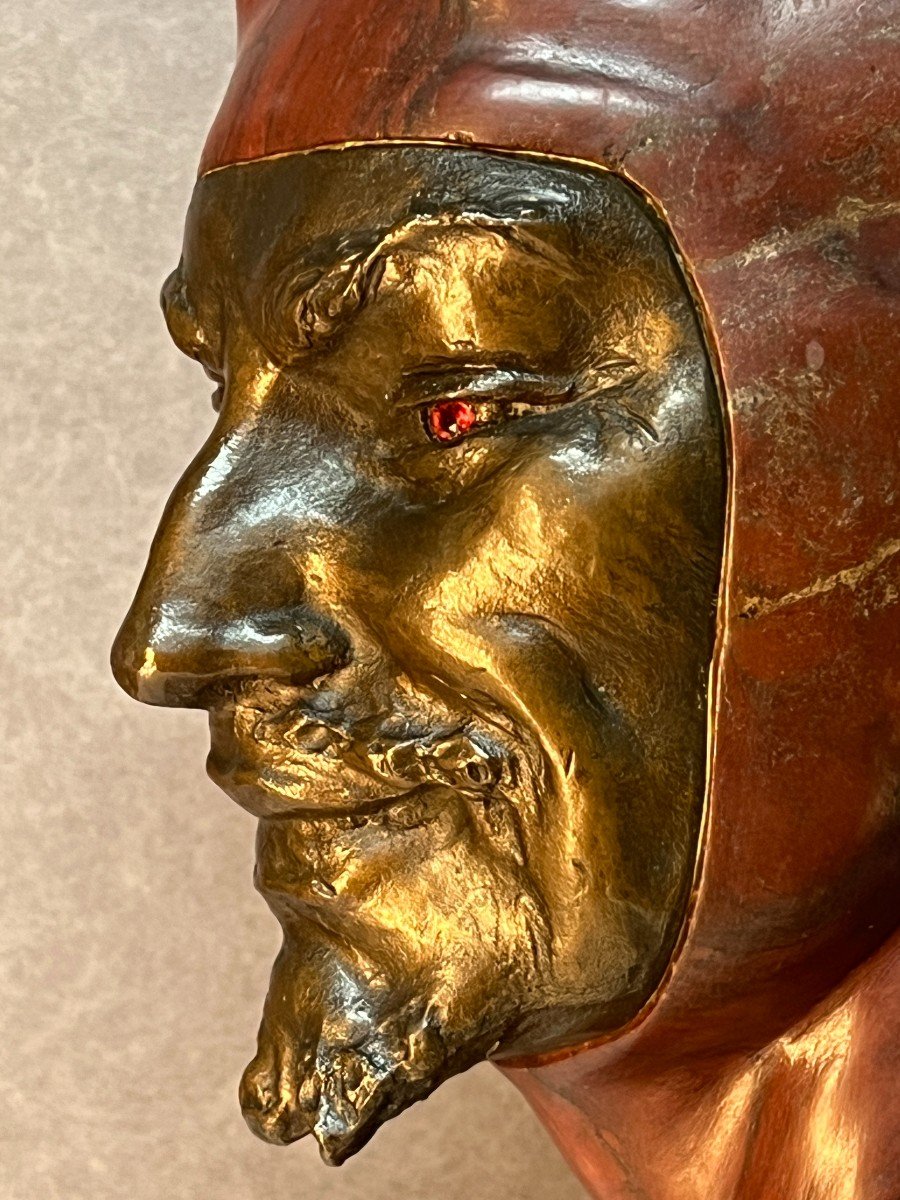 « Mephistopheles »belle Sculpture Par Alfredo Morelli En Marbre Et Bronze XIXe-photo-4